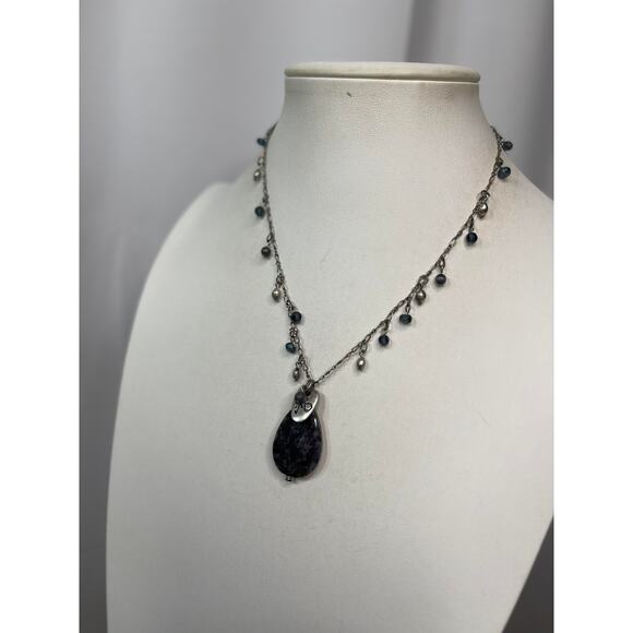 Chico's beaded pendant necklace signed costume jewelry silver tone oriental - Picture 11 of 15